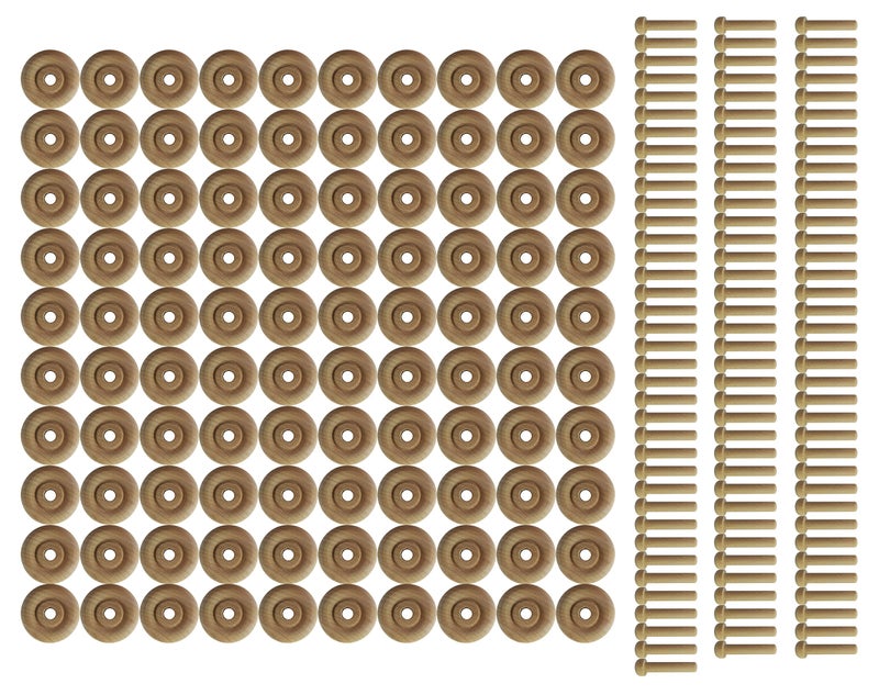 Maple Landmark Wood Wheels - 100 Pack with Free Axle Pegs - Made in USA (1.25" Diameter) - Image 2